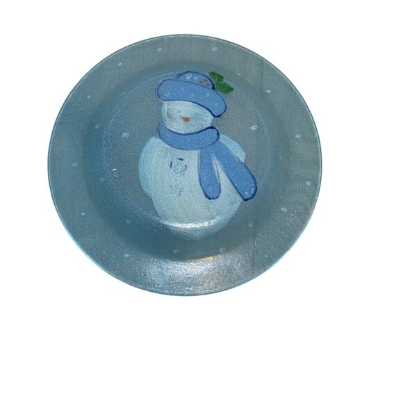 Linens N Things Set of 6 Handpainted Frosty Snowman Figurines Dessert Plates - Picture 6 of 9